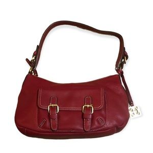 GIANI Bernini Red Leather Shoulder Bag Snap Pocket Buckles